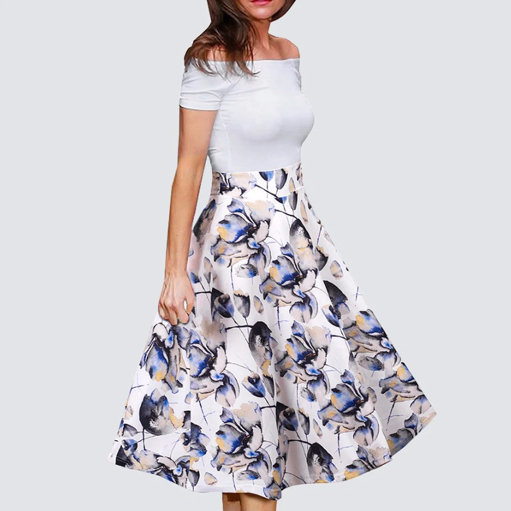 Летнее женское винтажное платье с вырезом лодочкой в красный горошек | Женская