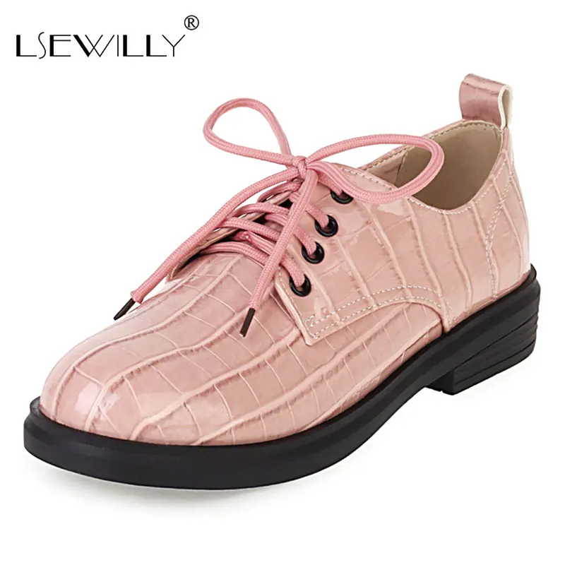 

Lsewilly 2021 новые модные Лидер продаж женские розовые нескользящие шнурки с круглым носком на низком каблуке Водонепроницаемая женская обувь н...