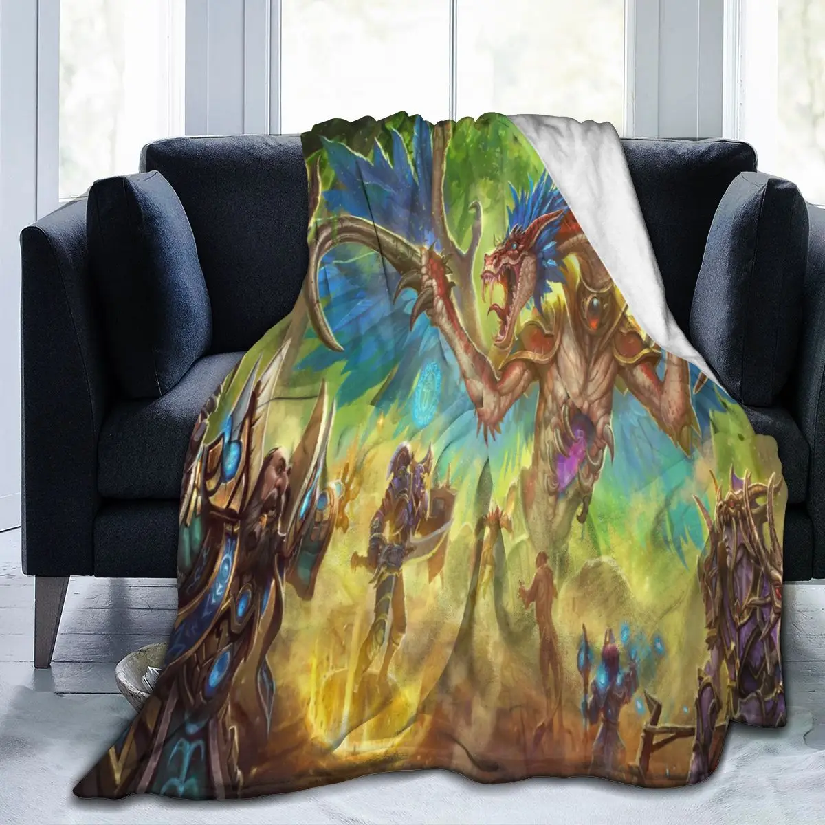 

World of Warcraft 3D printing, soft and warm coral velvet, flannel bed blanket, artificial fur mink, bedspread, winter checked b