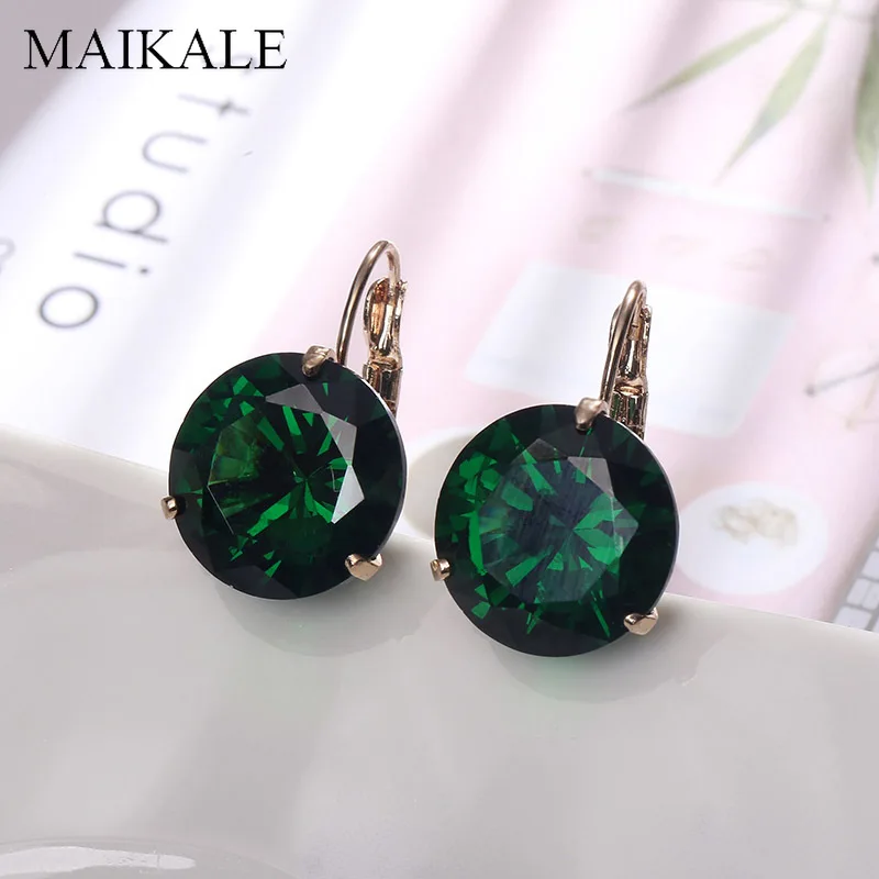 MAIKALE, корейские серьги, 16 мм, кубический цирконий, золото, серебро, цветные циркониевые серьги, темпераментные серьги-гвоздики для женщин, модный подарок