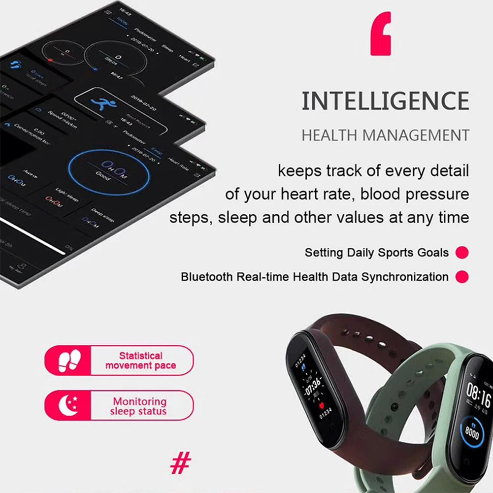 

Smart Bracelet 0.96" LCD Screen Bluetooth Fitness Tracker Sports Bracelet Sleep Monitor IP67 Waterproof Fitness Band Wristbands