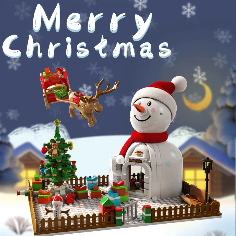 

Idea Sembo Christmas Snowman House Building Blocks With LED City Friends Gingerbread Tree Bricks Santa Toys For Kids Xmas Gifts