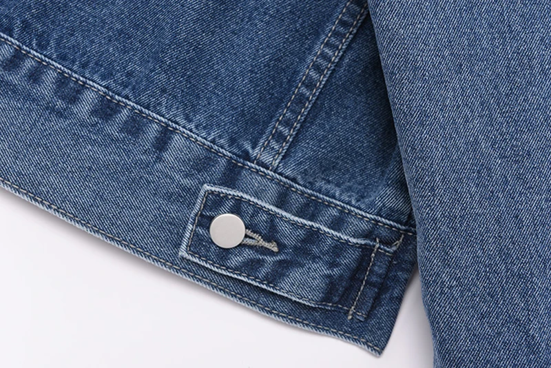 

[EAM] Loose Blue Denim Big Size Pocket Asymmetrical Jacket New Lapel Long Sleeve Women Coat Fashion Spring Autumn 2021 1DD6889
