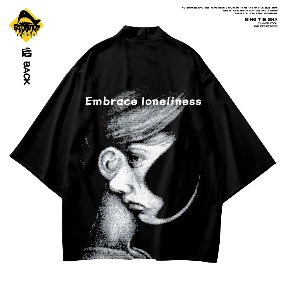 Мужская свободная повседневная куртка модная черная уличная одежда с принтом