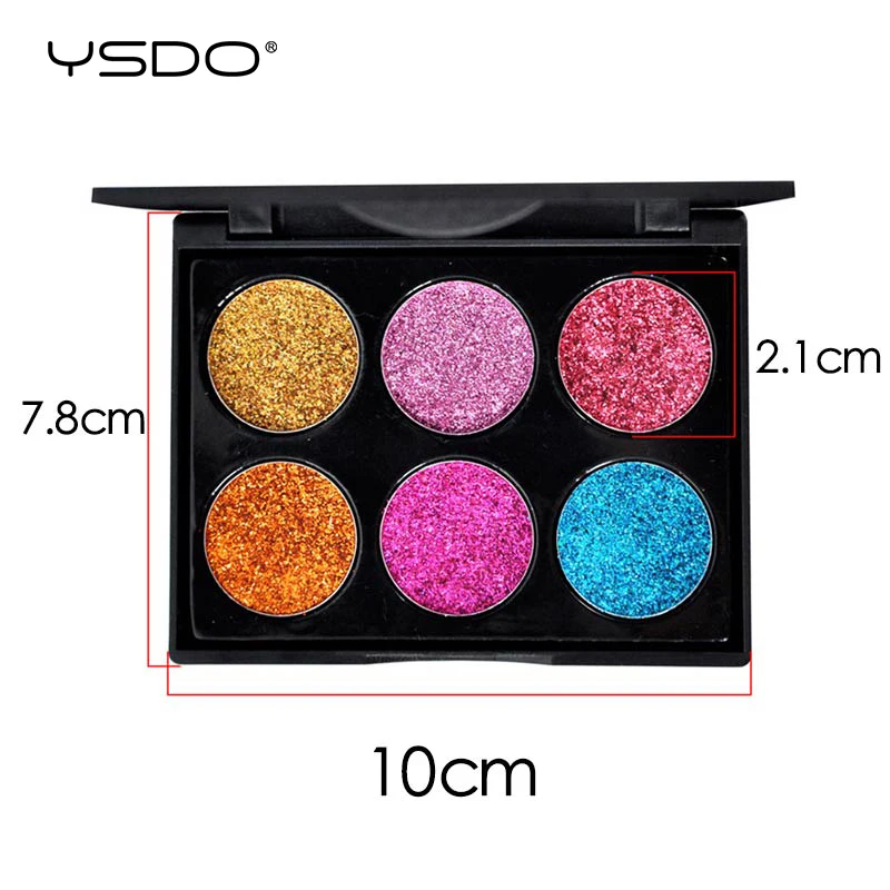 6 цветов мерцающие тени для век макияж долговечная палитра теней
