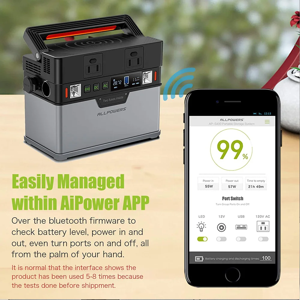 

ALLPOWERS 100500mAh Power Bank Portable Power Station Charge for Cell Phone Tablet Laptop Projector Car Refrigerator Drone etc.