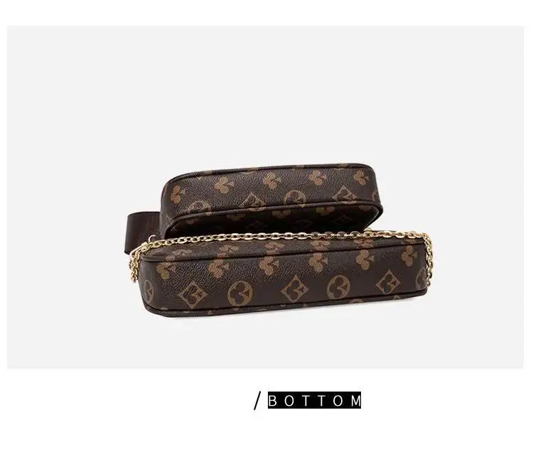 

Women's luxury designer luxury belt LOGO new old flower mahjong bag three-piece set one-shoulder oblique mother bag