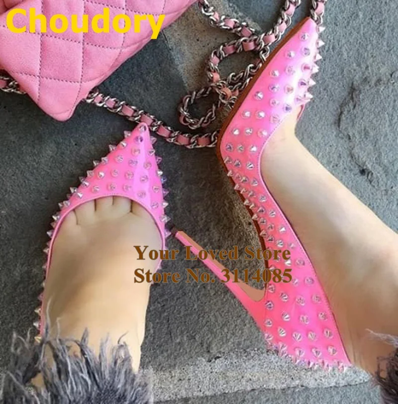 Розовые лакированные кожаные туфли Choudory туфли-лодочки на шпильках с заостренным