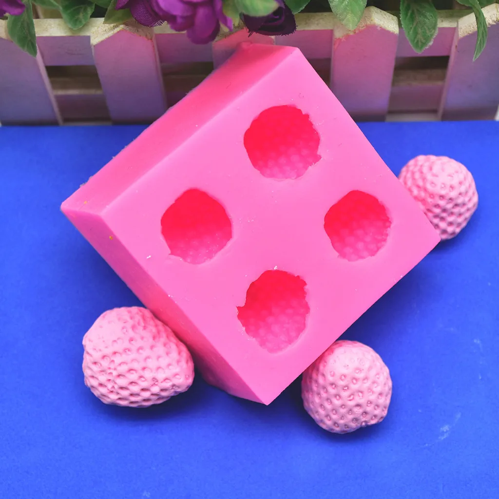 2020 3D Розовая пищевая большая клубника силиконовая форма для льда Свадебная торта