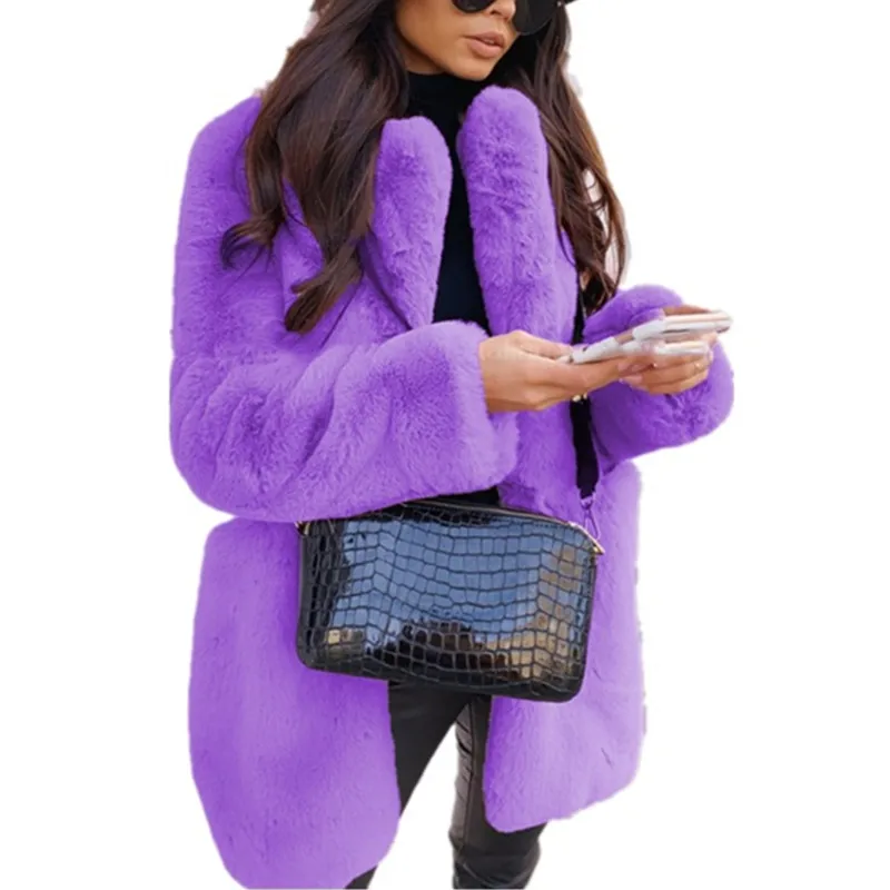 

Женское пальто из искусственного меха, осенне-зимние теплые плюшевые куртки Тедди, модные меховые пальто с длинным рукавом и отворотом, пал...