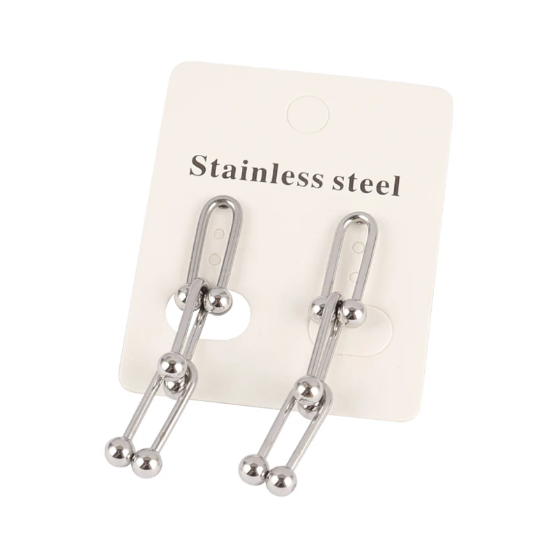 

Модные серьги в стиле панк, серьги из нержавеющей стали для женщин, серьги-цепочки, очаровательные серьги, U-серьги, висячие серьги, ювелирны...