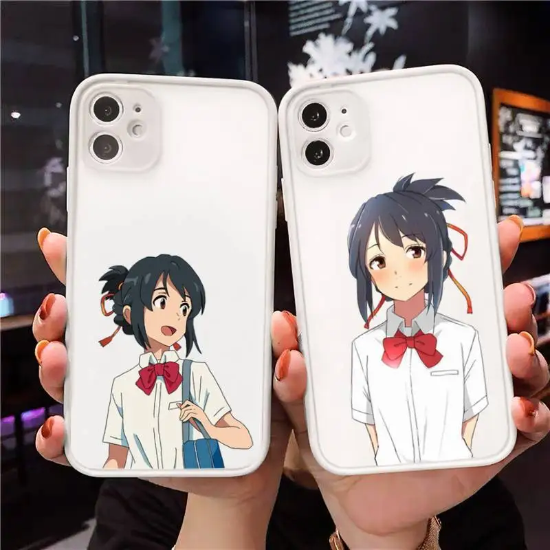 

Anime your name Phone Case For iPhone 12 11 Mini Pro XR XS Max 7 8 Plus X Matte transparent White Cover