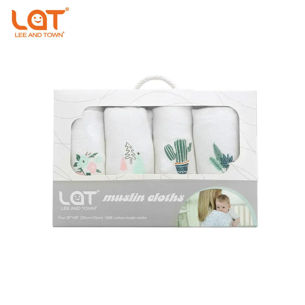 Plant 4 шт./кор. для маленьких мальчиков девочек; носочки для новорожденных; хлопковая муслиновая площади моющиеся Премиум многоразовый подгузник Подгузники салфетки халат после купания Полотенца Одеяло подарок - Цвет: Plant
