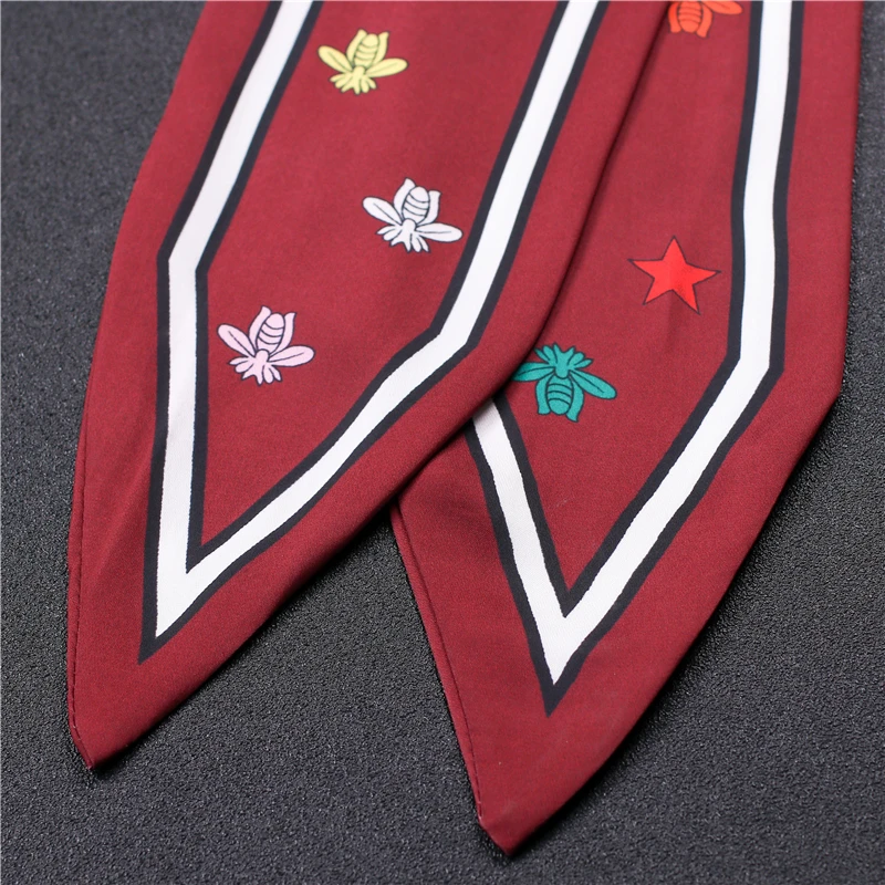 

Leopard Print Women Silk Scarf Neck Hair Band Skinny Print Lady Bag Ribbon Tie Headband Accessories Foulard Small Scarves 2021