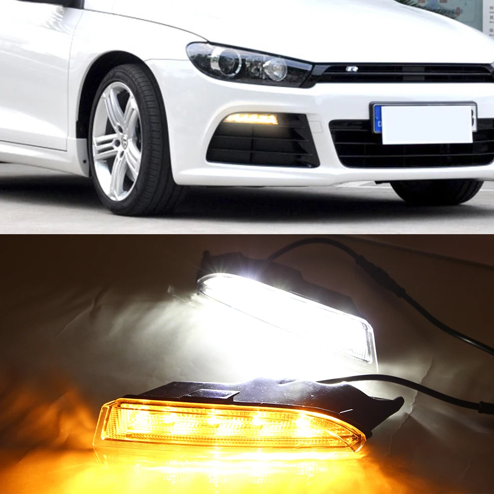 Дневные ходовые огни для VW Volkswagen Scirocco R Line 2010 2011 светодиодный дневные с желтым