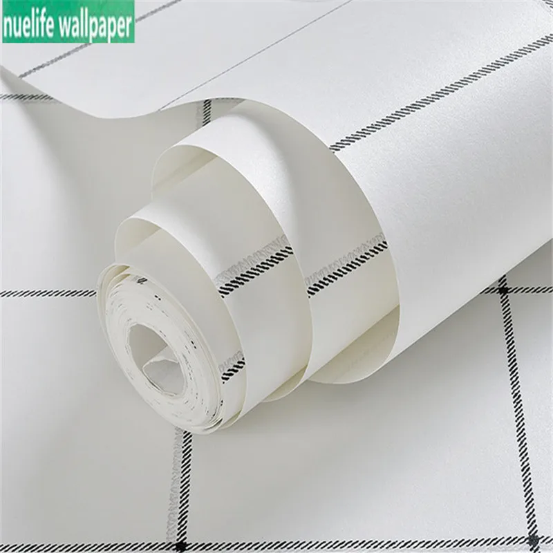 

Nordic style black and white plaid pattern non-woven wallpaper modern minimalist living room bedroom clothing store wallpaper