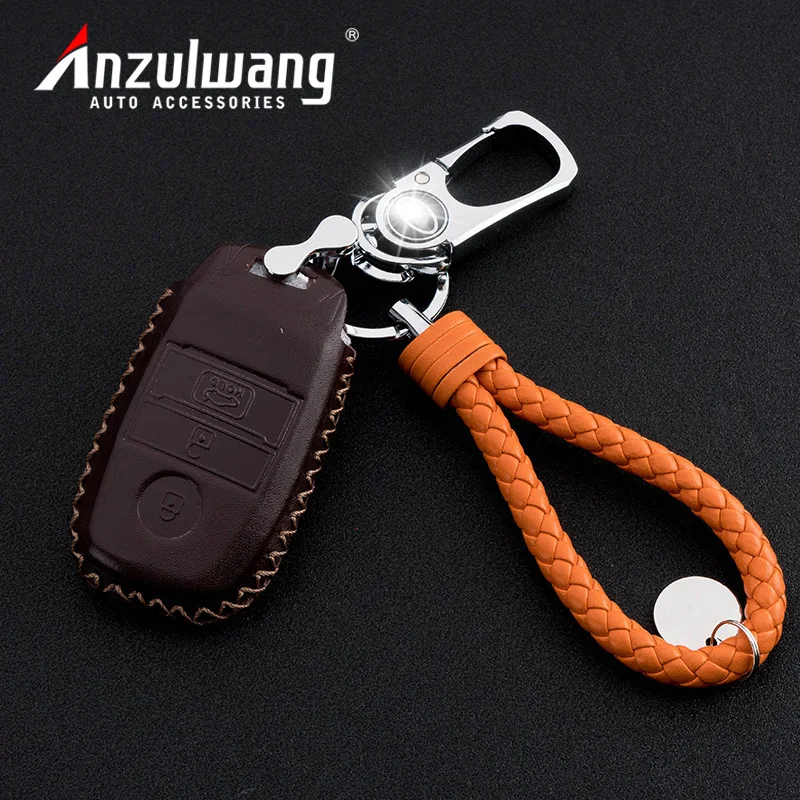 ANZULWANG Smart Start автомобильный чехол для ключей из натуральной кожи с пряжкой KIA KX3 KX5 K3