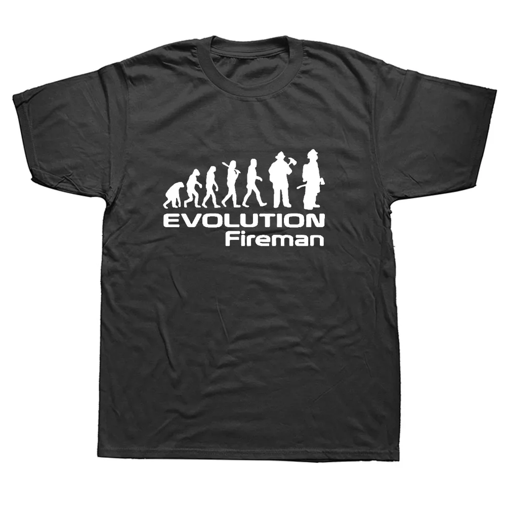 

Evolution Of A Fireman Firefighter T-Shirt Funny Birthday Present For Men Dad Father Husband Boyfriend Round Neck