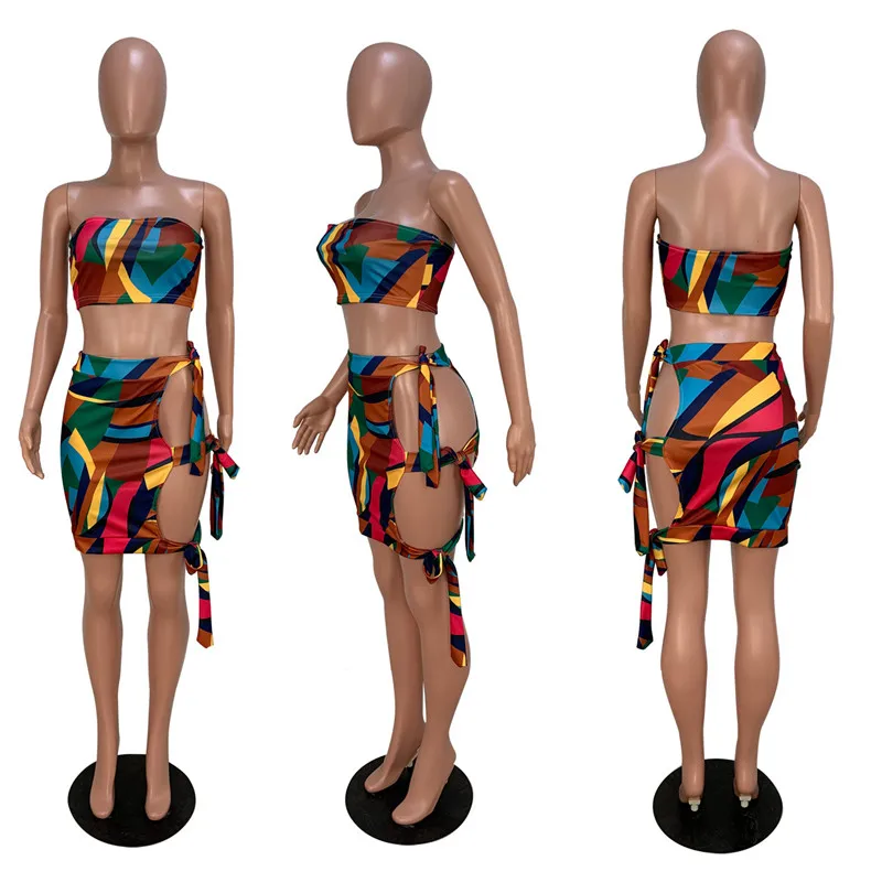 Клубные пикантные комплект из двух предметов для женщин с принтом Топ и