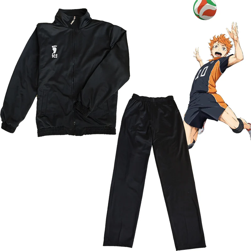 

coldker Haikyuu!! Cosplay Costumes Karasuno High School Uniform Hinata Shyouy Volleyball Anime Jacket and Pants One Set