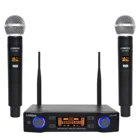 Простой в использовании Профессиональный 2 ручной динамический микрофон с УВЧ частотами, 2 канала, беспроводной микрофон для караоке-системы, LO-U02