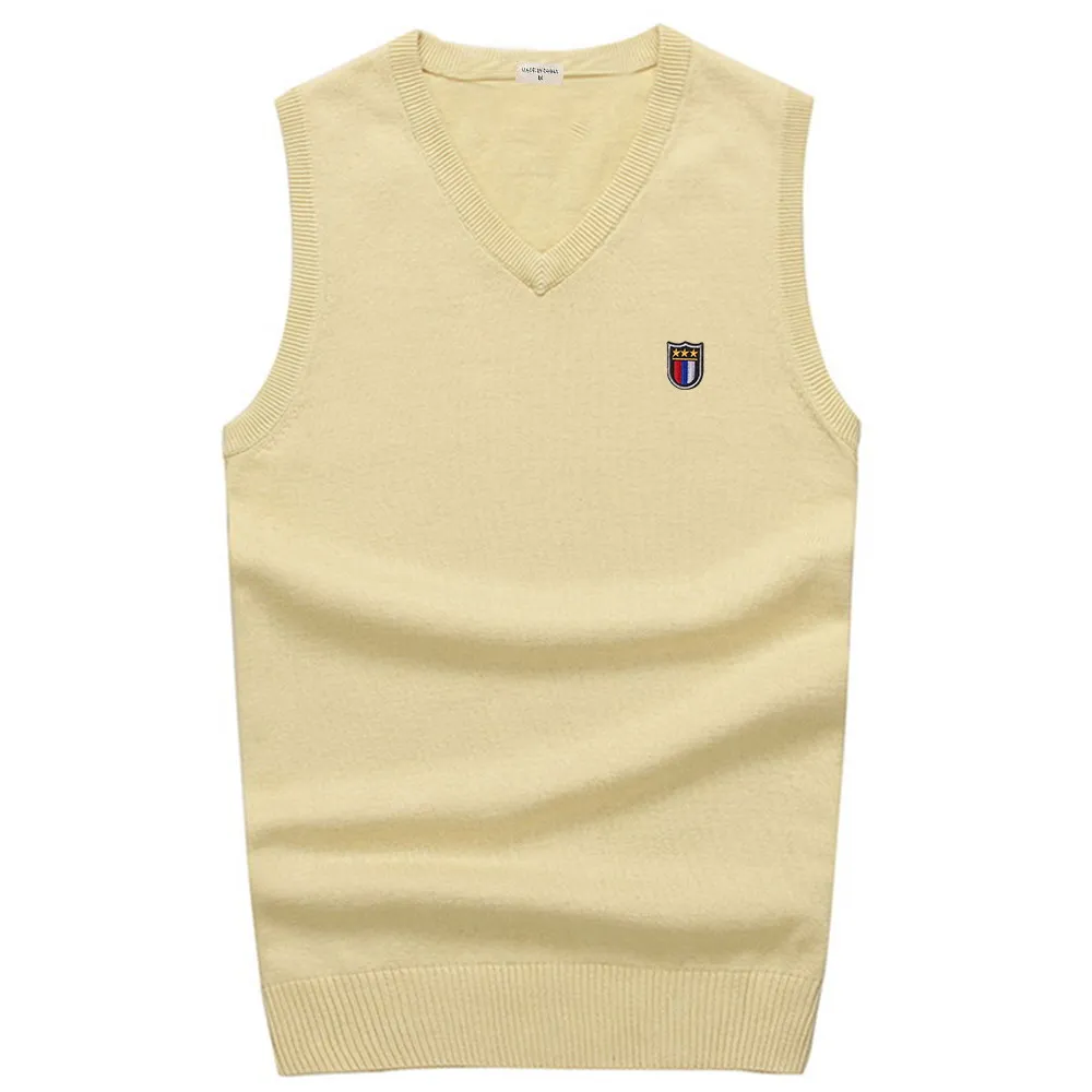 

7 Colors 100% Cotton Men's Clothing Slim Sweaters Vests V-Neck Spring Autumn Knitted Sweater Male Classic Tops 2021 New M-3XL