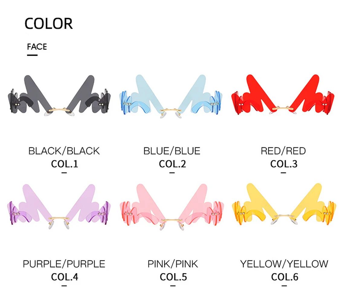 

2021 New Fashion Funny Hip Hop Sunglasses Female Personalized M-shaped Wave Eyeglasses Irregular Sun Glasses For Men/Women UV400