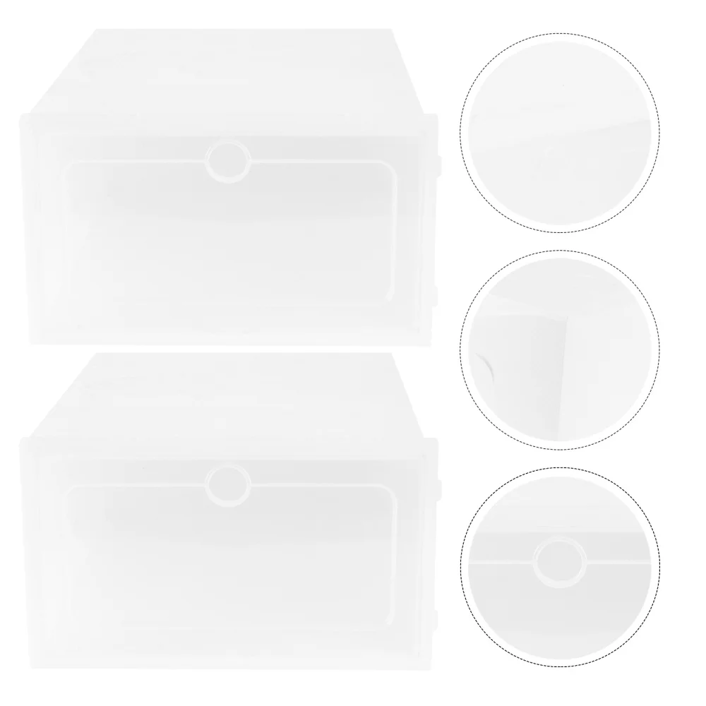 

12PCS Thicken Shoes Box Transparent Stackable Shoes Storage Box Shoe Container - Size S (White)