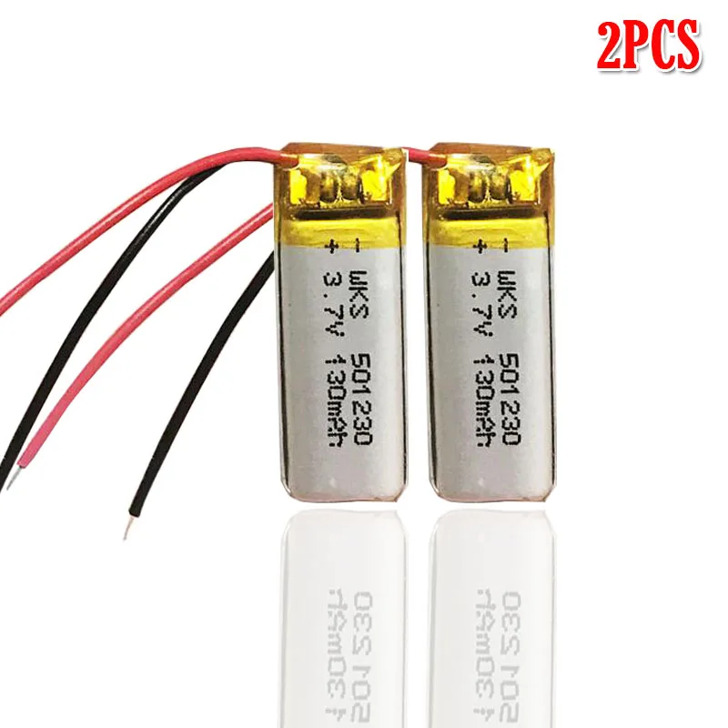 2pcs 3,7 v 130mAh 501230 перезаряжаемая Lipo батарея для gps MP4 камеры power Bank планшет электрические игрушки PAD DVD литий-полимерная батарея - Цвет: 2pcs