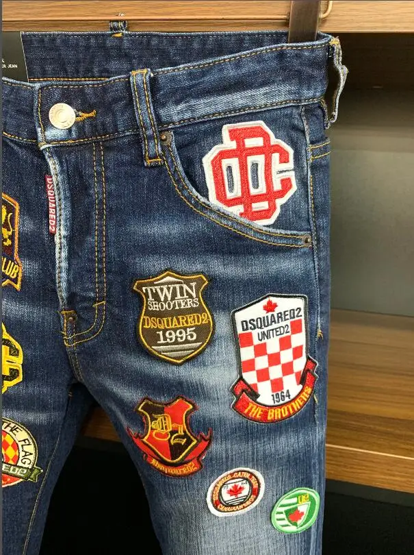 2021 Hot  jeans men Authentic Classic DSQUARED2 Men Jeans Micro-elastic Sewing Paint Fashion Pants Clothing 9705