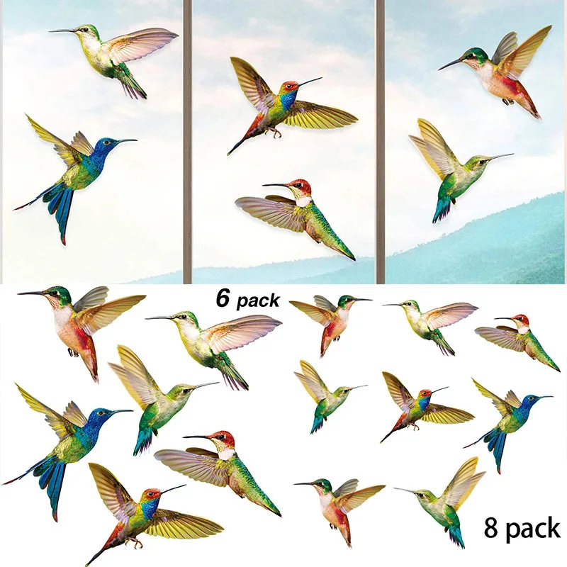 

6 Pcs Hummingbird Window Clings Window Decor Decals Unique Window Decor Film