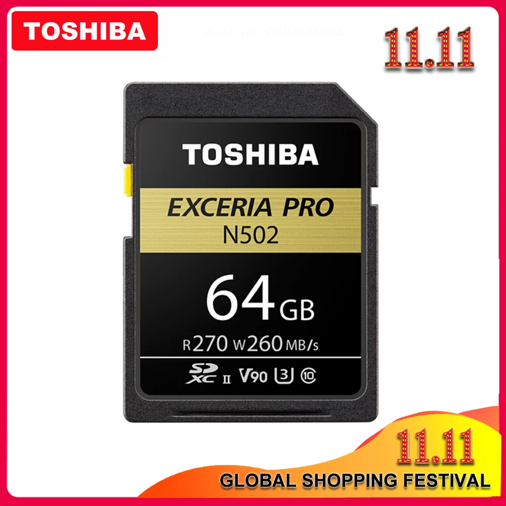 TOSHIBA sd карта 32 Гб SDHC U3 64 128 ГБ SDXC V90 UHS II карты памяти N502 EXCERIA PRO до 270 МБ/с./с поддержка