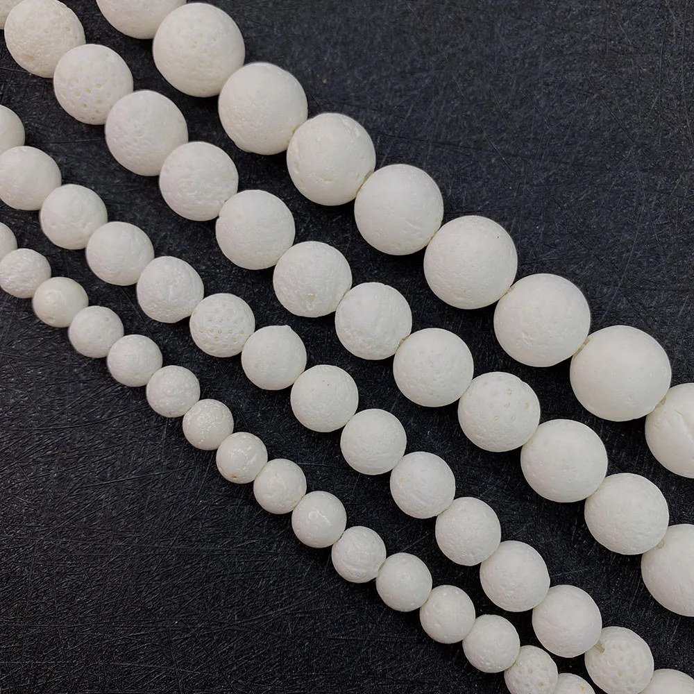 

1 Strand Round Shaped Artificial Coral Loose Beads Strand 6mm-20mm Sizes White Color DIY for Making Jewelry Necklace Bracelets