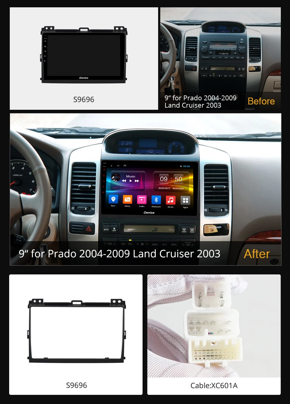 Ownice Octa Core Android 9 4G LTE 360 Panorama DSP SPDIF автомобильный DVD GPS Navi k3 k5 k6 для Prado 2004 2005 2009 Land Cruiser