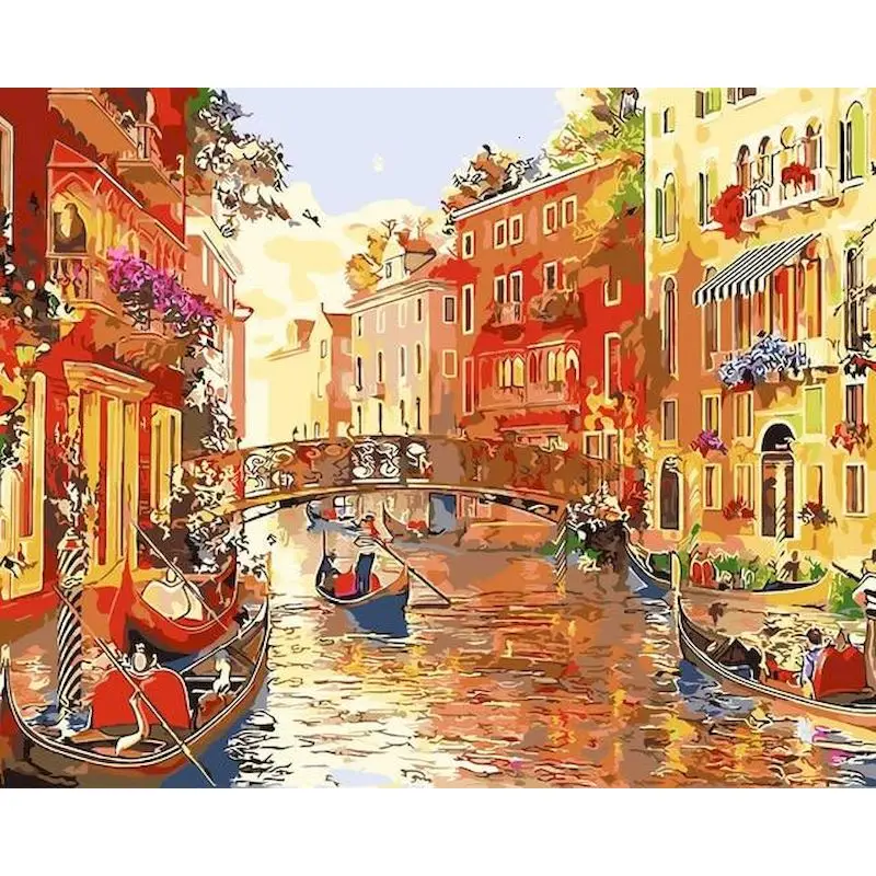 

GATYZTORY Framed Painting By Numbers Venice Scenery Paint By Number Coloring Acrylic Paint Home Decor Art 40x50cm