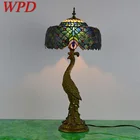 WPD настольная лампа Тиффани Павлин Современное ретро креативное украшение светодиодный светильник для дома