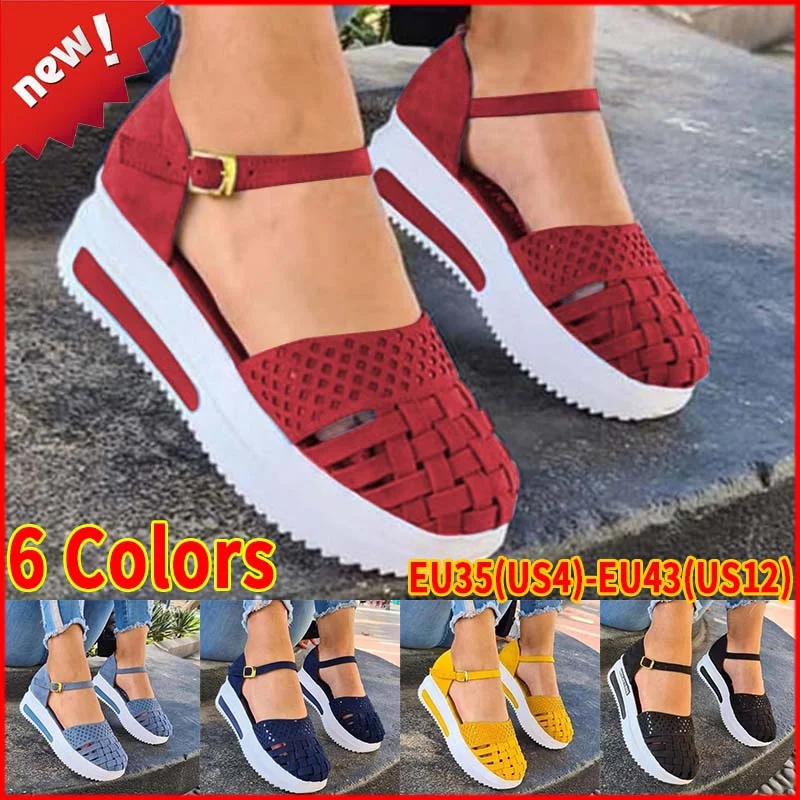 

2021 Summer Wedges Shoes for Women Open Toe Beach Female Sandals Multicolor Slingback Sandals Platform Ladies Sandals Plus Size