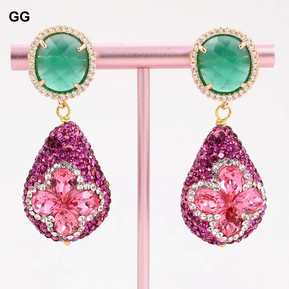 GG зеленый нефрит золото Цвет покрытием Красный CZ вымощенное с украшением в виде