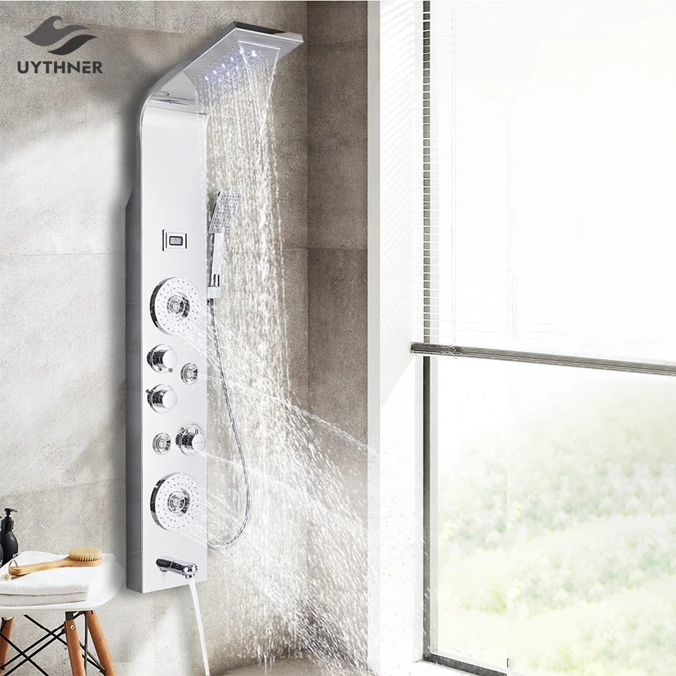 Новый роскошный черный/Хромированный Светодиодный смеситель для ванной комнаты