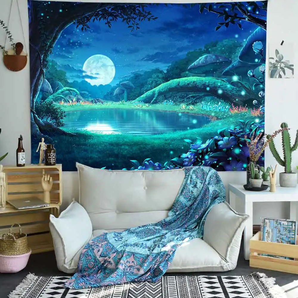 Симсант психоделический замок гобелен Галактический сад медведь Тедди