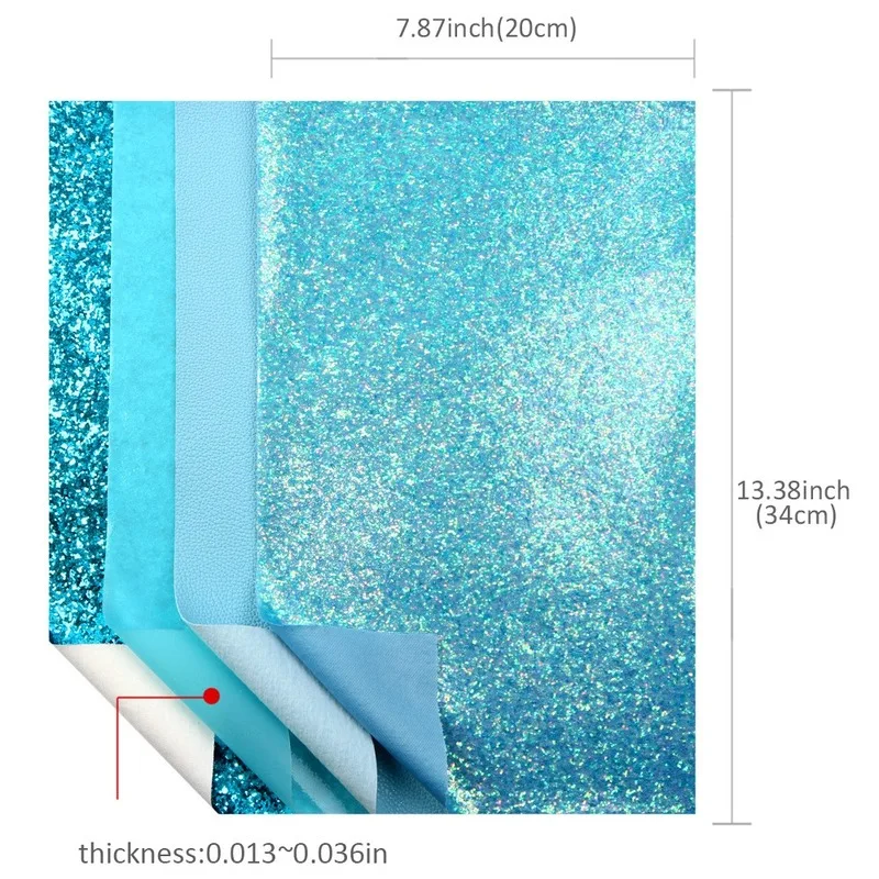 

Blue Series Leather Set (8 Pieces/set) 20x34cm Diy Glitter Synthetic PU Leather Sheet Fabric Artificial Leather Faux Leather