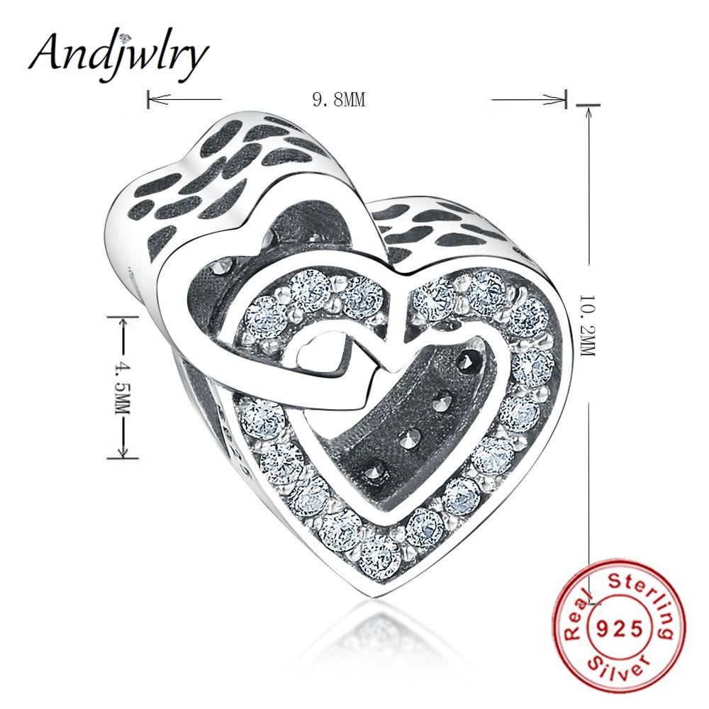 Женский браслет из серебра 925 пробы с подвеской в виде сердца | Украшения и