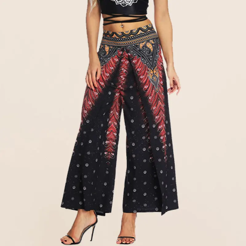 

Peacock Feather Printed Wide Leg Pants Women's Joggers High Waist Yoga Pants Casual Pants For Women Sweatpants