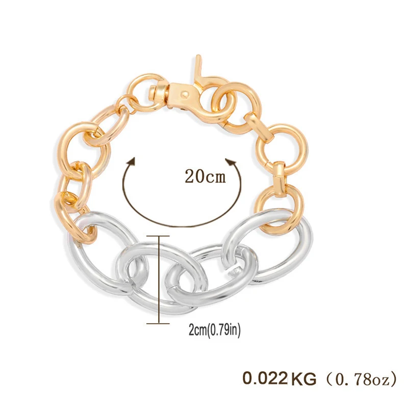 

New Design Mixed Color Punk Miami Cuban Man Women Bracelet Bangles Statement Hip Hop Big Chunky Thick Chain Bracelet Jewelry
