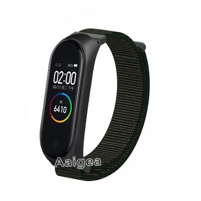 Модный тканый нейлоновый ремешок для часов петля для браслета Xiaomi mi 3 4 mi Band 4 3 сменный ремешок на запястье для браслета mi Band 4 - Цвет: 橄榄绿