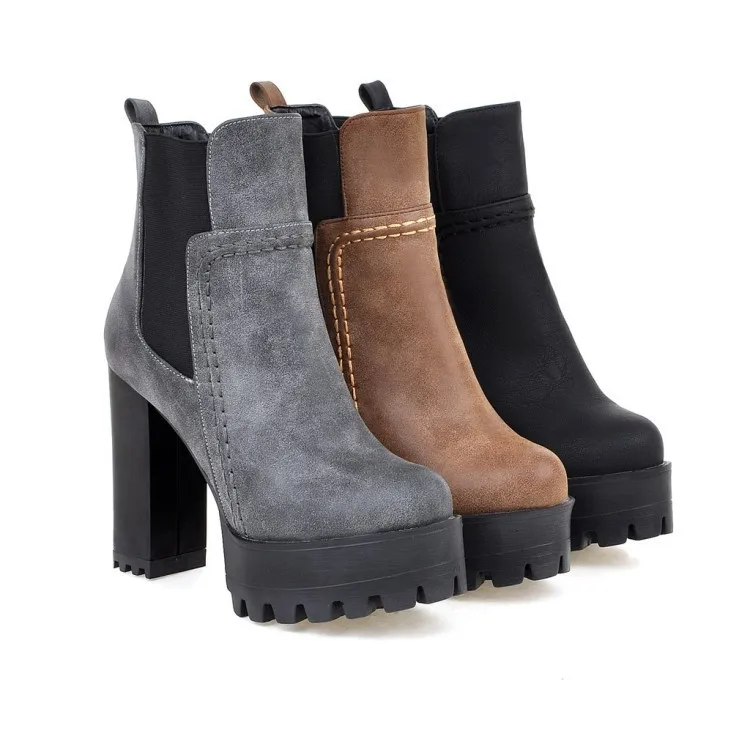 

comemore Lady Boots Women's Rubber Shoes Rain Clogs Platform Round Toe Booties Woman 2020 High Heels Luxury Designer Boots-women
