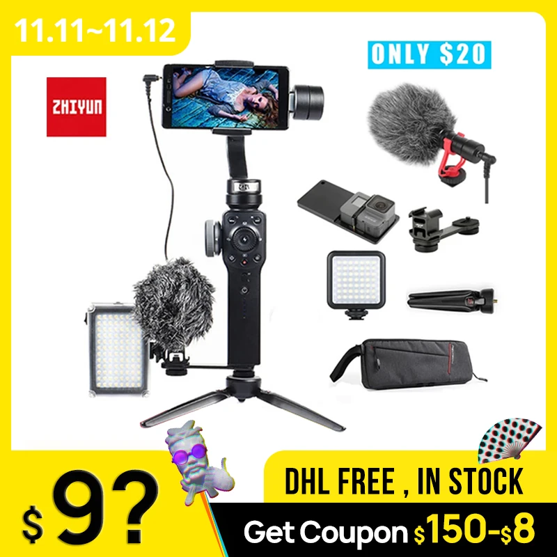 Zhiyun Smooth 4 3 осевой ручной шарнирный стабилизатор для камеры телефона разных
