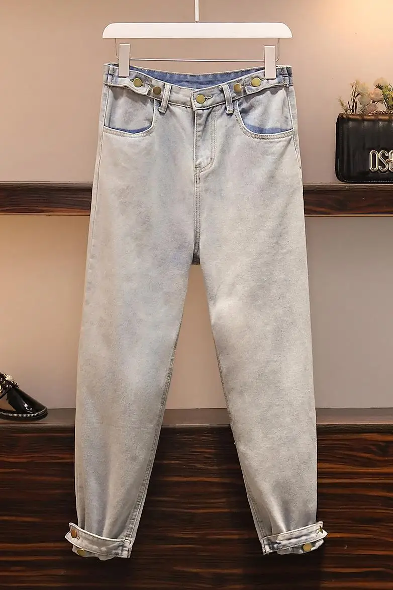 Женские джинсовые шаровары LIBERJOG синие свободные широкие брюки со средней Талией