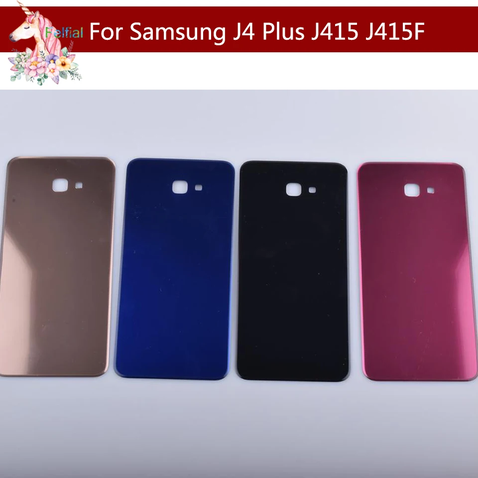 Для samsung Galaxy J4 Plus J415 J415F J415G J4+ задняя крышка батарейного отсека задняя Дверная панель стеклянный корпус чехол Ремонт Запасная часть