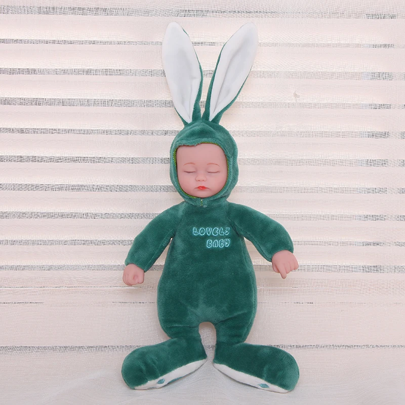 

25CM Plush Doll Soft Silicone Face Reborn Babies Dolls Sleeping Rabbit Stuffed Company Baby Toys Small For Girls Boys